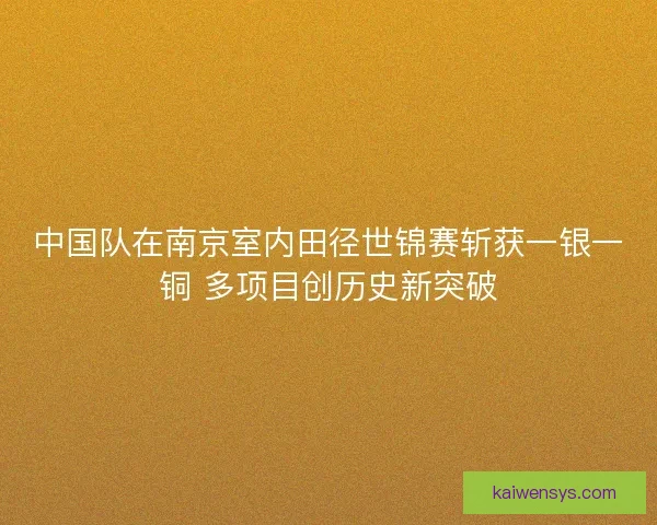 中国队在南京室内田径世锦赛斩获一银一铜 多项目创历史新突破